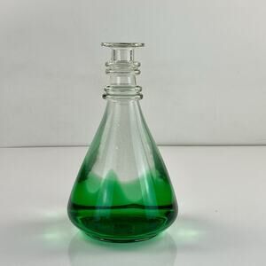 Vtg Erickson Glass Works 906 Whiskey Decanter Emerald Green Flame-no Stopper